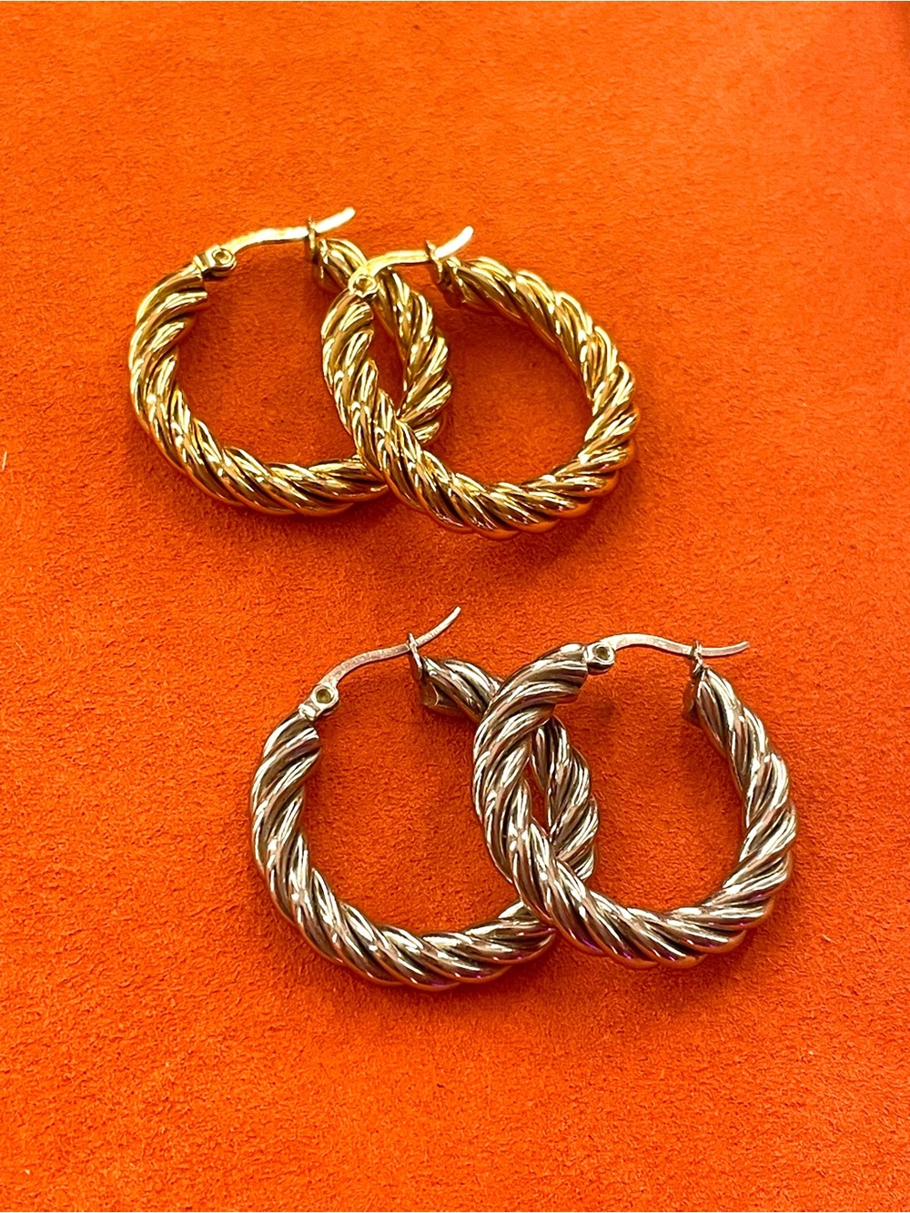 Gold and Silver Twisted Hoop Earrings - Women Jewelry